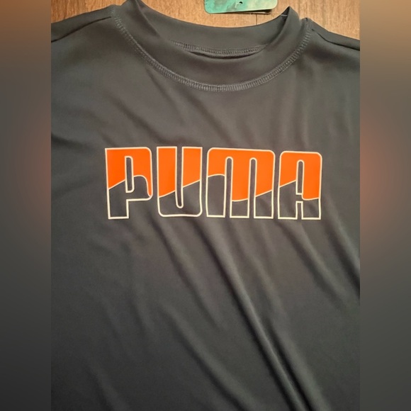 NWT puma boys 2 piece swim set rash guard trunks Sz large 14-16 orange blue - Picture 3 of 10